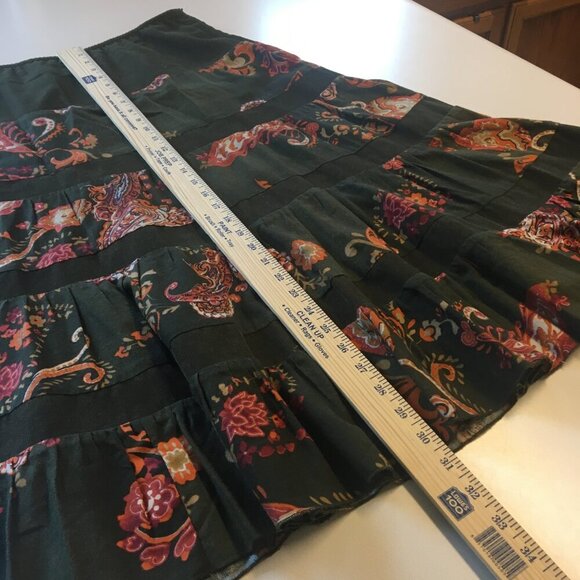 Vintage Casual Corner Skirt Medium Moss Green Tiered Corduroy Blend Boho Hippie - Picture 11 of 12